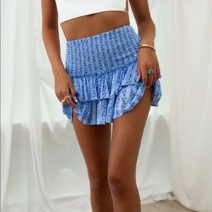 Isabelle’s Cabinet Come Together Striped Blue Flower Skirt